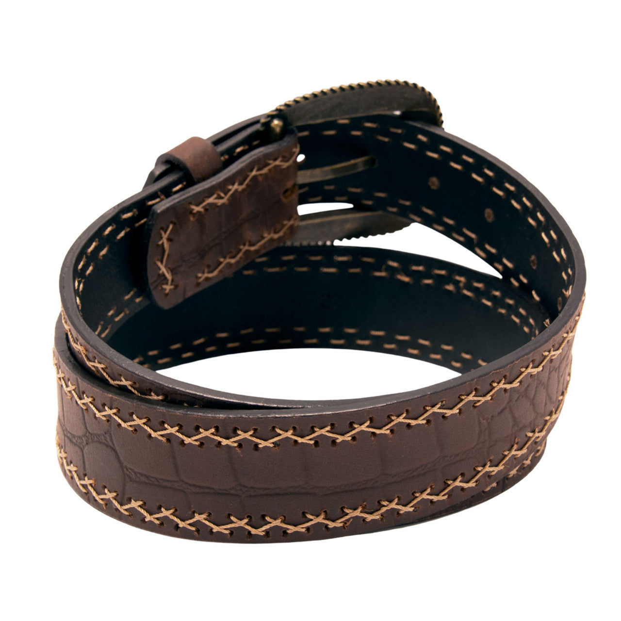 Western Express XM2100-BR03G in Brown Gator Western Top Grain Leather Belt