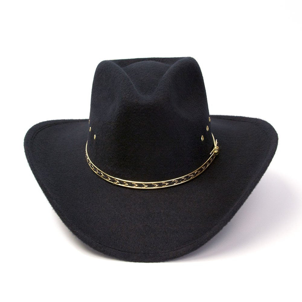 BFF36 Faux Felt Pinched Front Kids Hat Black