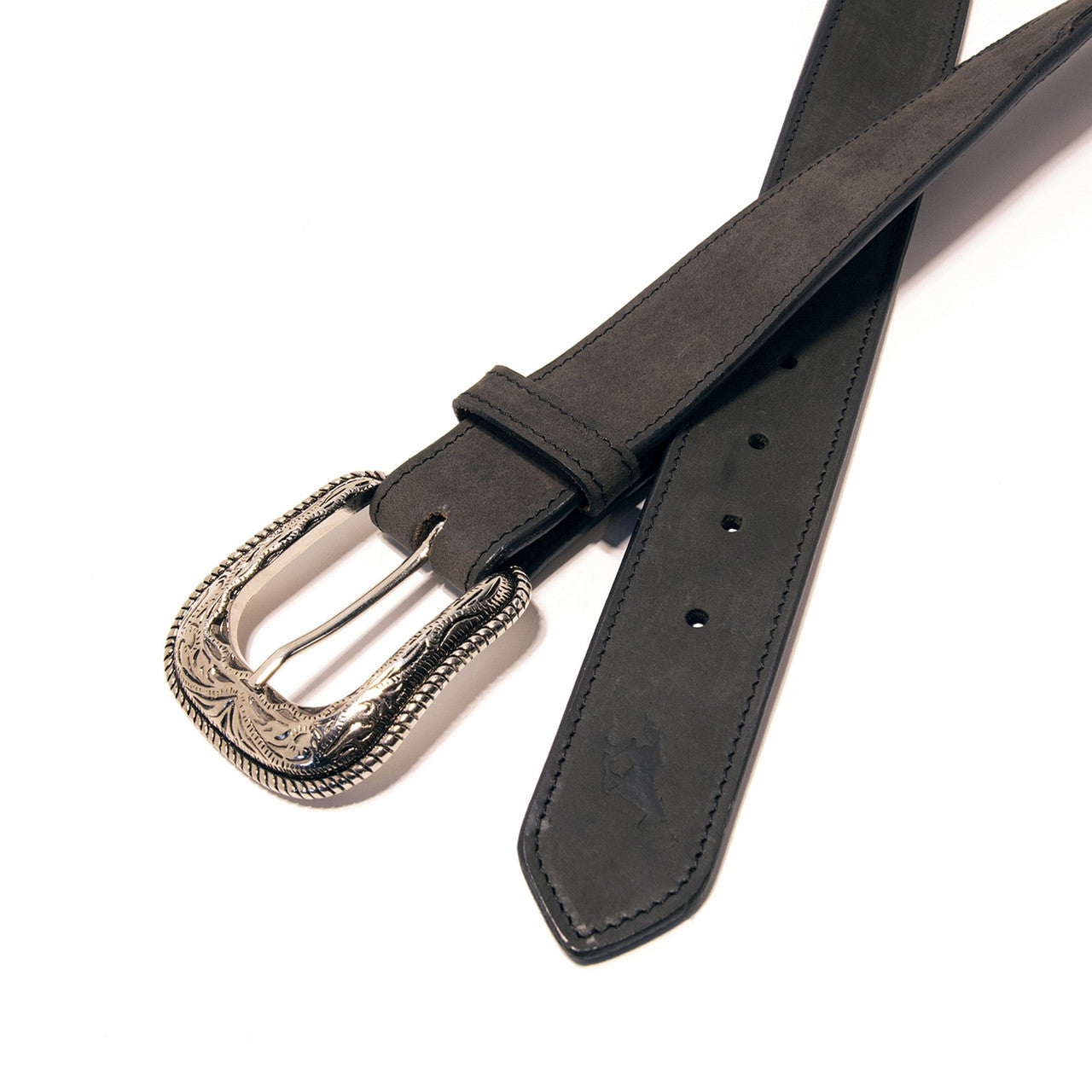 Western Express XM3400-BK05S in Black Barbed Wire Top Grain Leather Belt