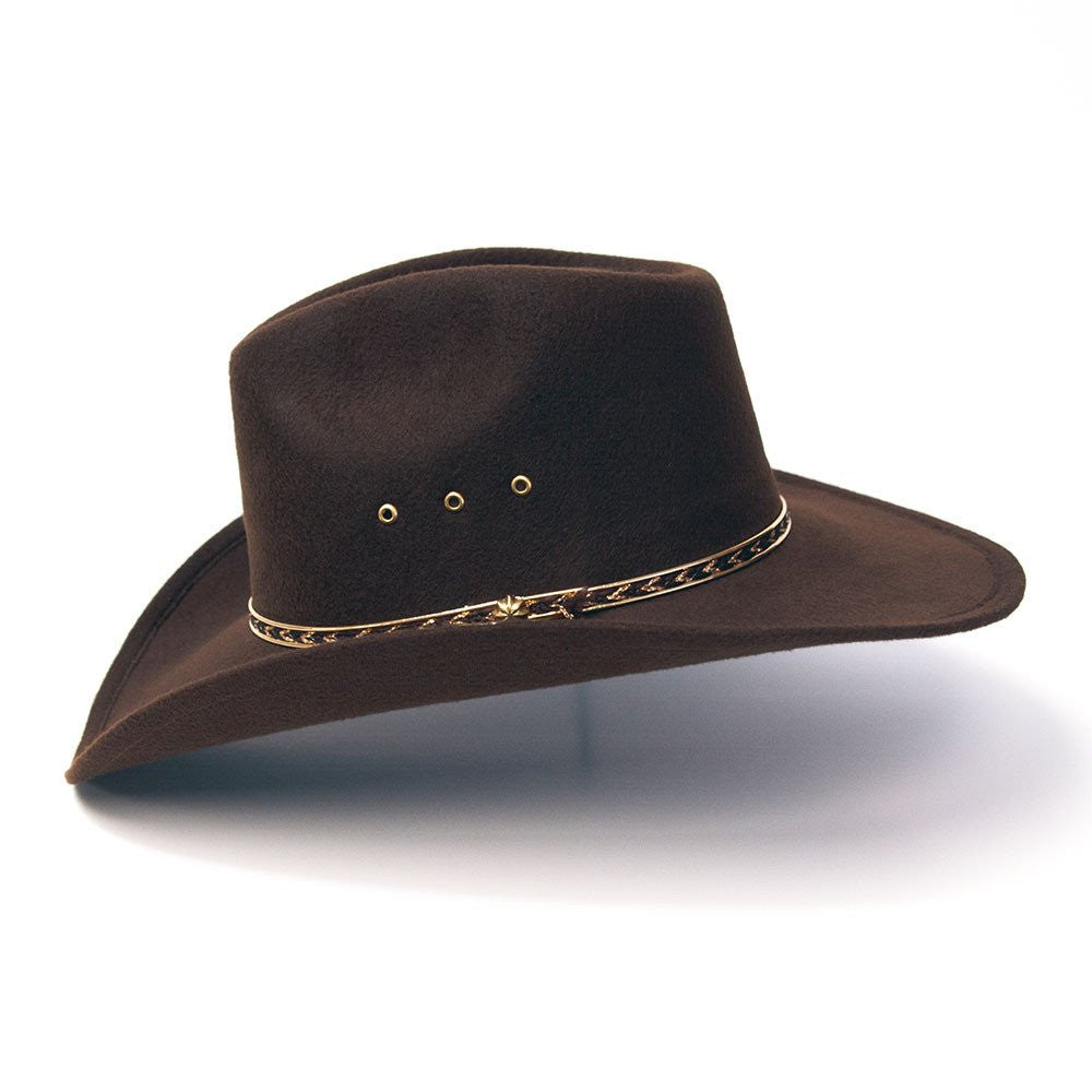Western Express BFF35 Brown Faux Felt Pinch Front Cowboy Hat for Large Heads
