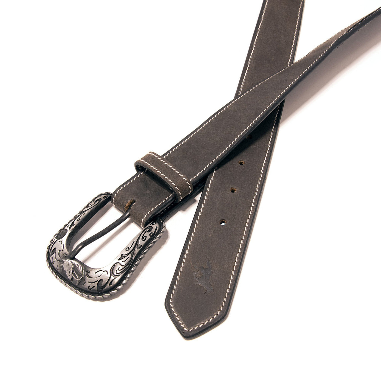 Western Express XM4000-BK02S in Black/Brown Stitched Concho Top Grain Leather Belt