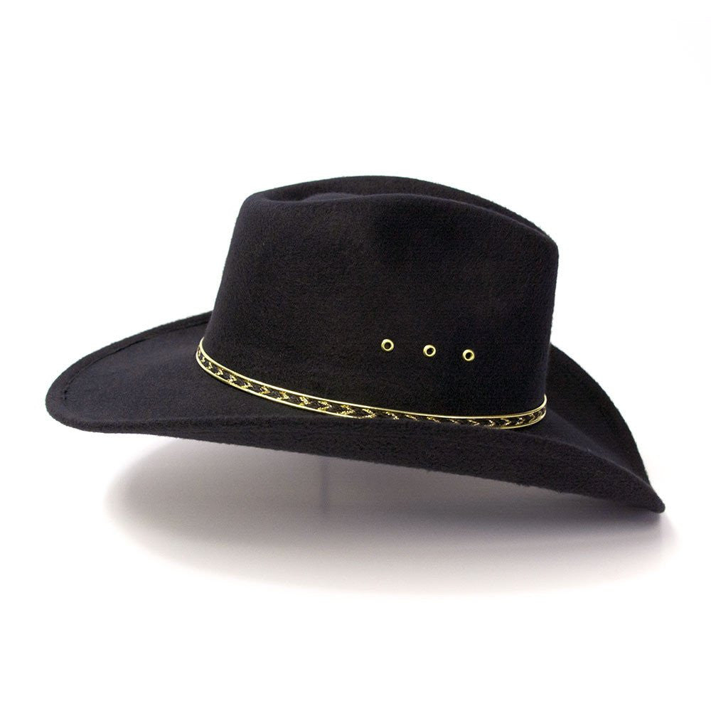 Western Express BFF35 Black Faux Felt Pinch Front Cowboy Hat for Larger Heads
