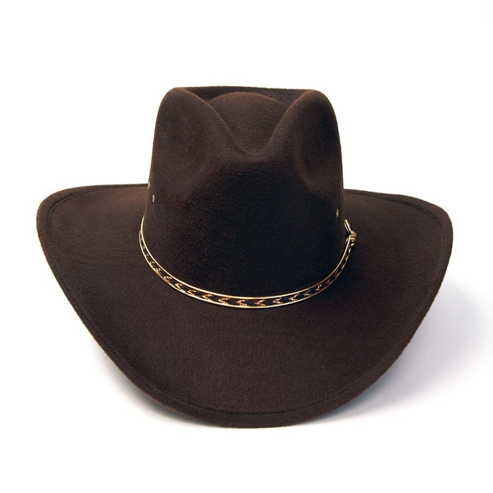 Western Express BFF35 Brown Faux Felt Pinch Front Cowboy Hat for Large Heads