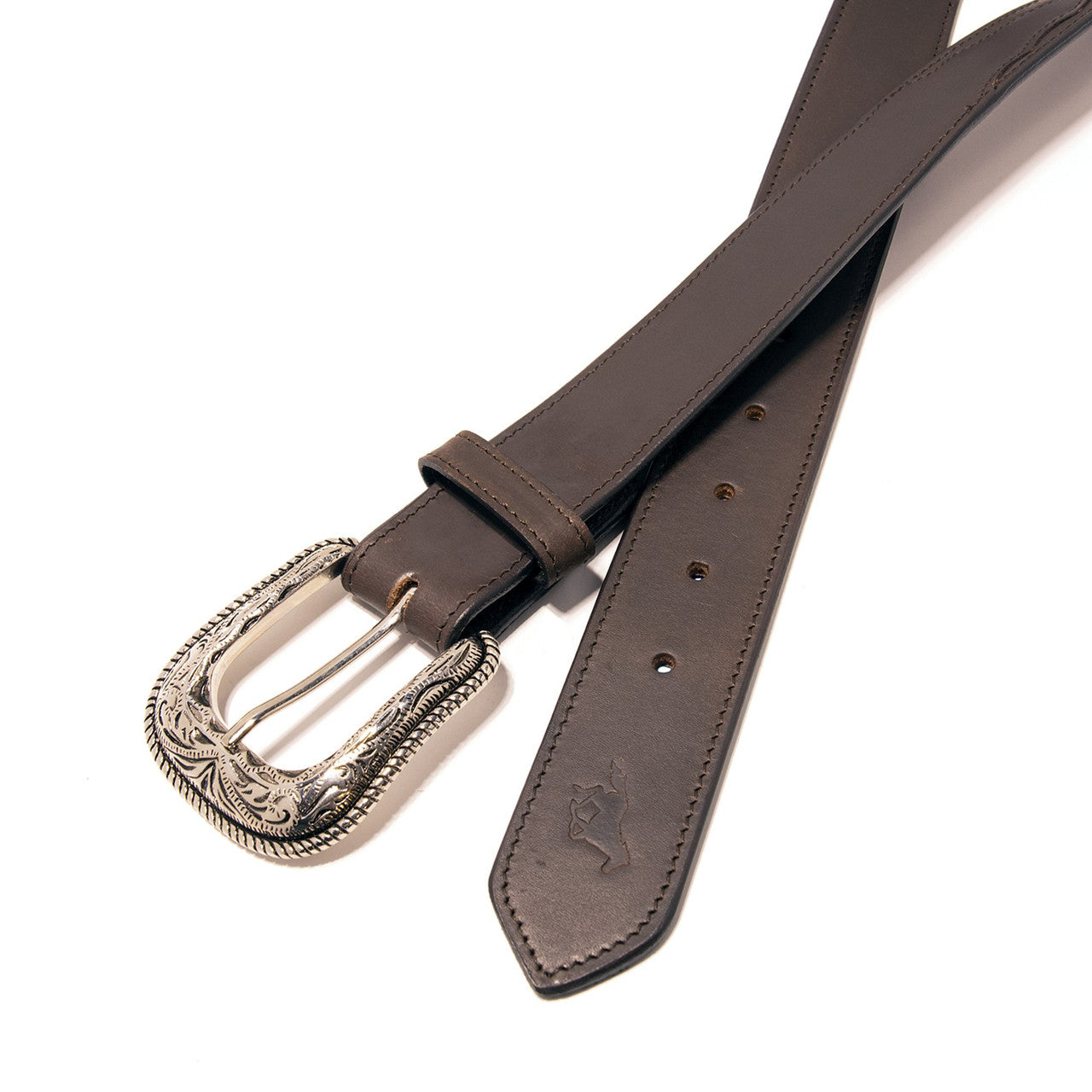 Western Express XM3500-BR05S in Brown Barbed Wire Top Grain Leather Belt
