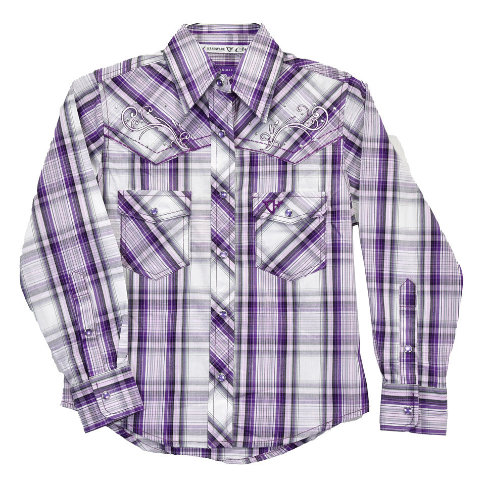 Cowboy Hardware Girls Dutton Plaid in Purple Shirt 425574-190-K