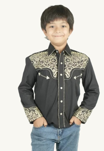 The American West Kids Shirt Armando #K019 in Black