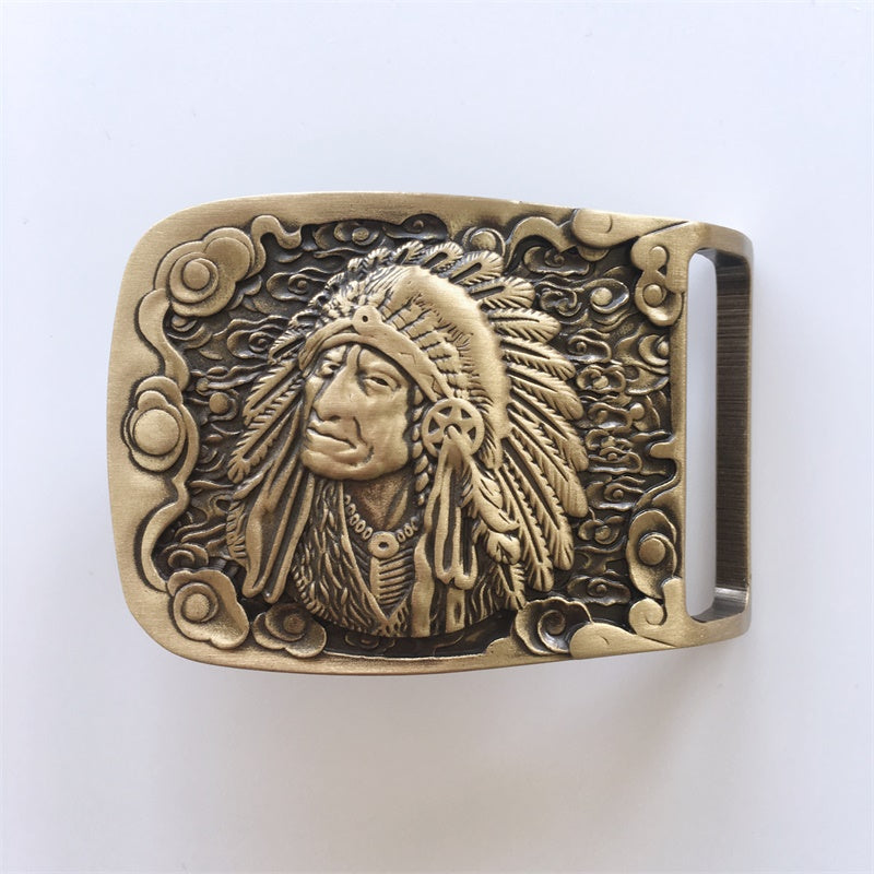 New Western Chief Cowboy Rectangle Solid Brass Belt Buckle BS015