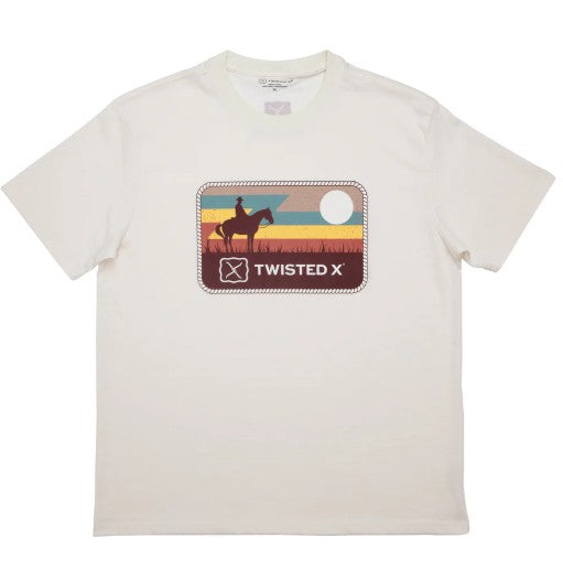 Twisted X Cream Patch Horse Logo Tee TSHIRT006