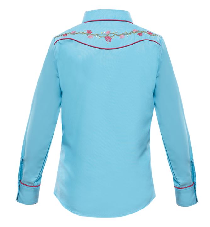Florido 006NA01 Girls Cowboy Shirt Turquoise