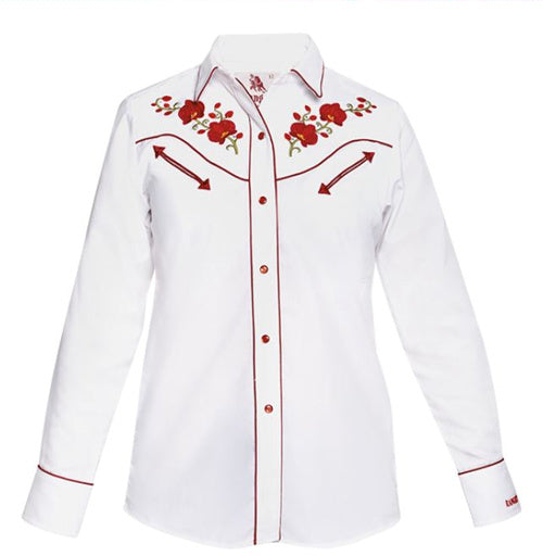Rangers Amapola 015NA01 Girls Cowboy Shirt White