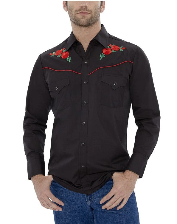 Ely Walker Rose Shirt 15203901 88 Black Wild Wild Western Wear