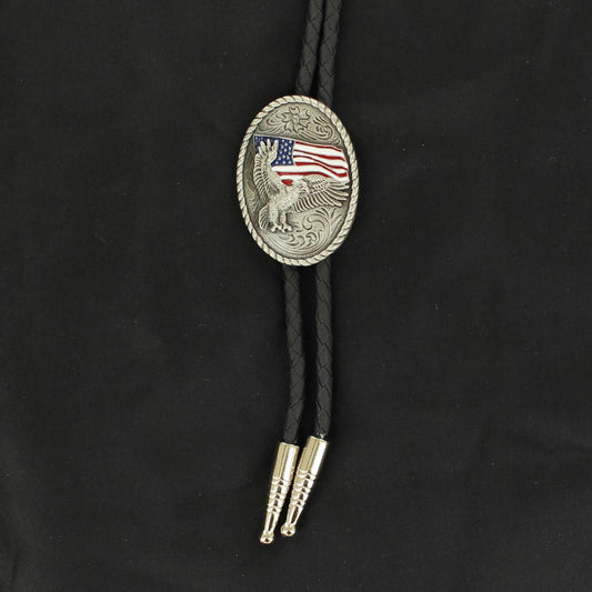 M&F Oval Bolo with Eagle & USA Flag 22612