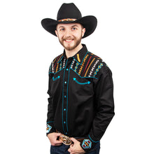 Load image into Gallery viewer, Western Express 280 Black Western Shirt with Southwestern Embroidery

