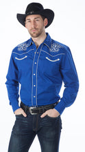 Load image into Gallery viewer, Western Express 320 Western Retro Star Shirt Blue
