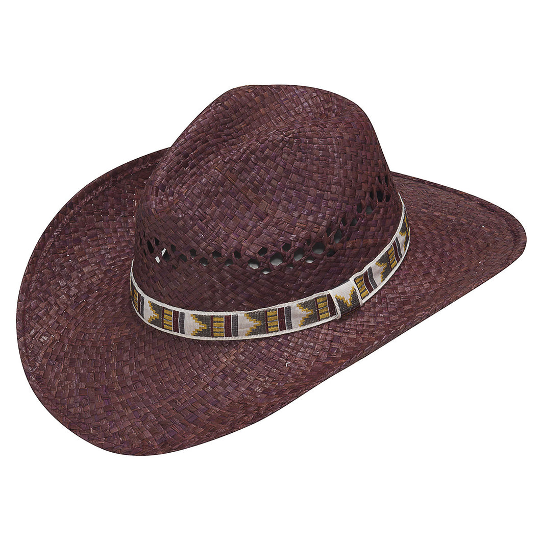 M&F Western Burgundy Straw Hat with Aztec Hat Band 7110709