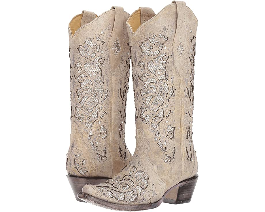 Corral A3322 Off White Glitter Inlay & Crystals Ladies Cowboy Boots