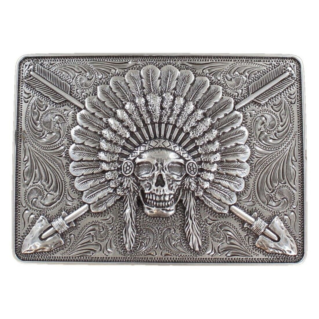M&F Ariat Rectangle Indian Chef Skull Buckle A37009