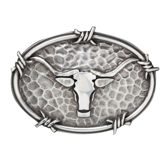 M&F Ariat Oval Steer Head and Barbwire Edging Buckle A37050