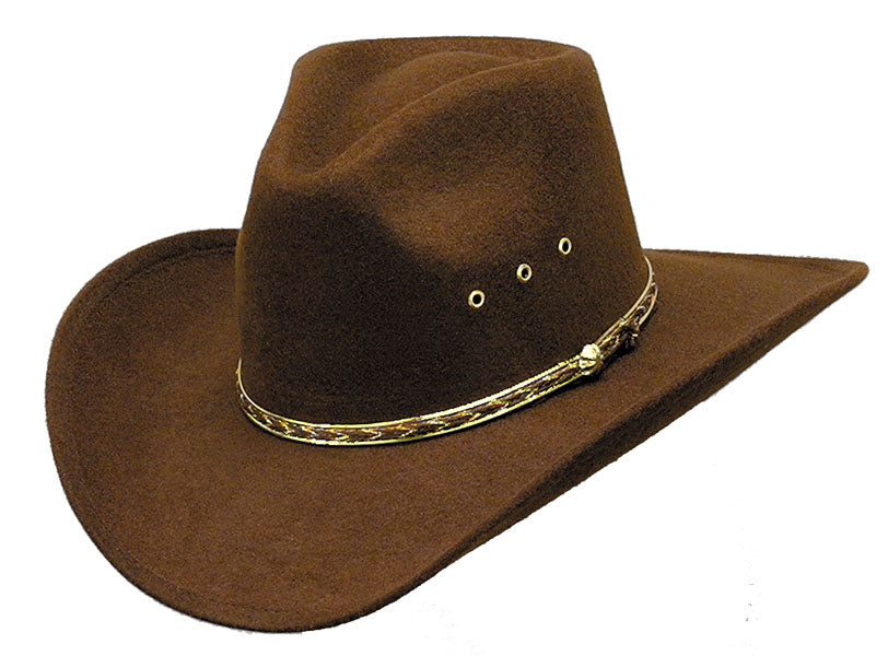 Western Express BFF36 Brown Pinch Front Faux Felt Elastic Inner Hat Band Cowboy Hat