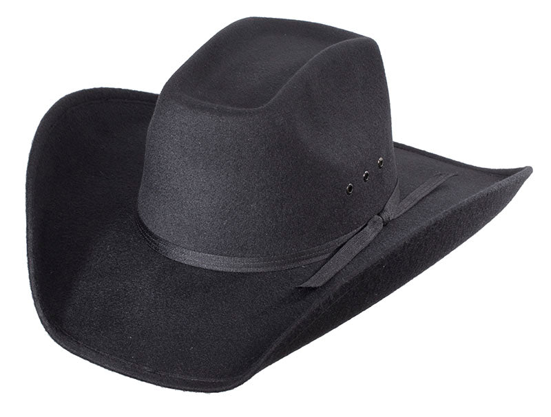 BFF459 Black Faux Felt 8 Second Cowboy Hat