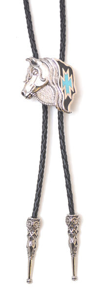 BT-264 Horsehead with Turquoise Inlay Bolo Tie