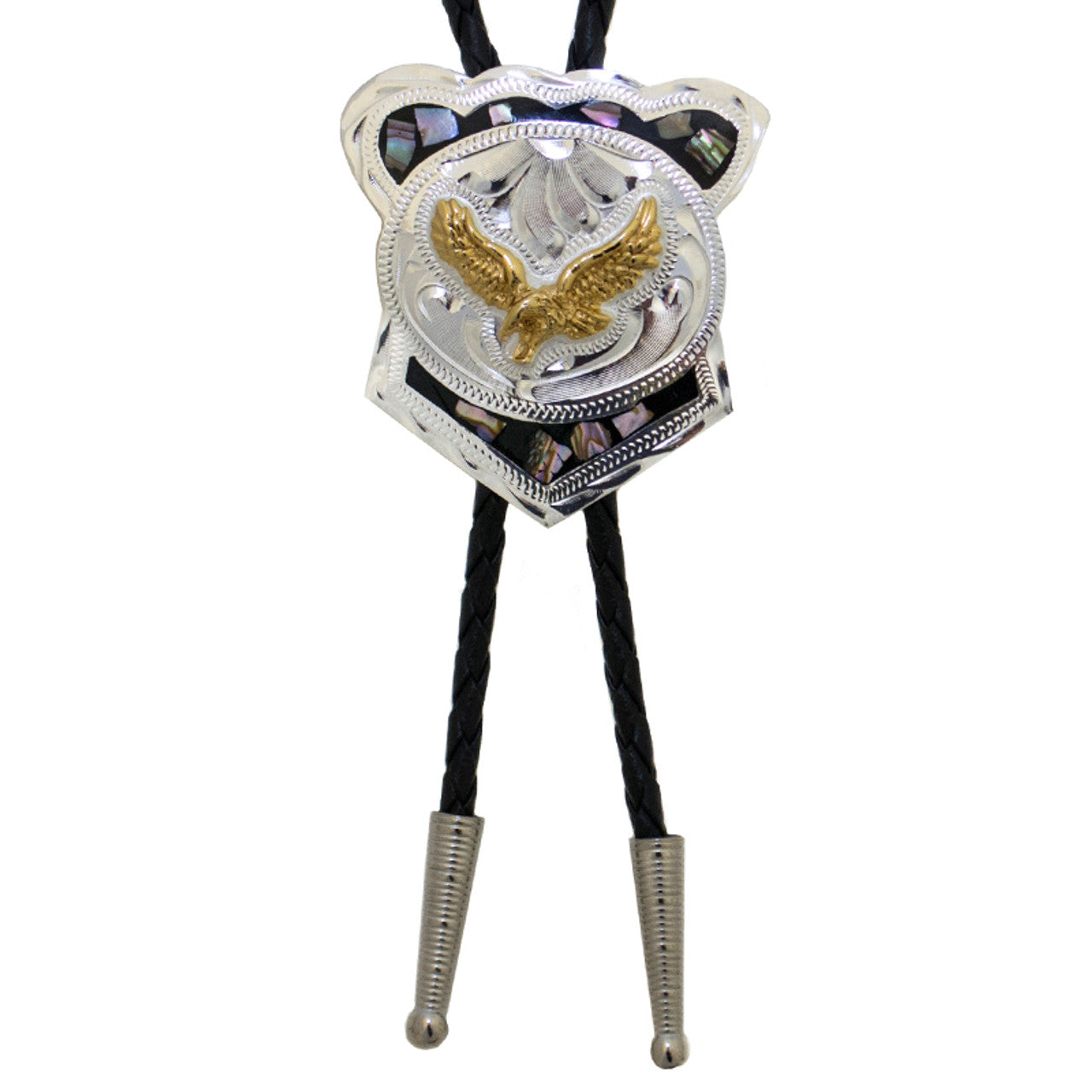 BT-212 German Silver & Abalone Engle Bolo Tie