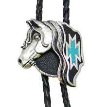 Load image into Gallery viewer, BT-264 Horsehead with Turquoise Inlay Bolo Tie

