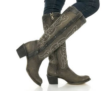 Load image into Gallery viewer, Corral C3791 Antiqued Black Tall Studded Ladies Western Boot
