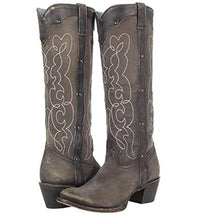 Load image into Gallery viewer, Corral C3791 Antiqued Black Tall Studded Ladies Western Boot
