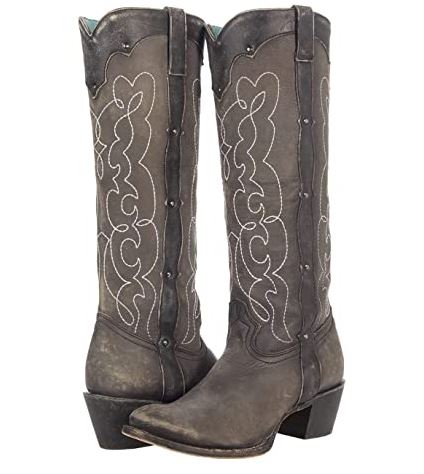 Corral C3791 Antiqued Black Tall Studded Ladies Western Boot