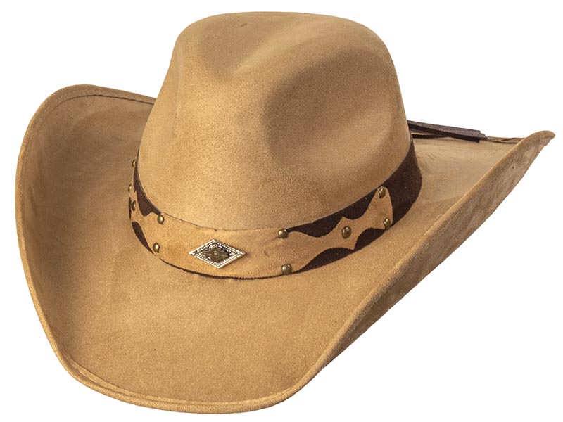 Western Express CL-92 Suede Like Hat - Diamond Concho - Camel