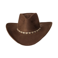 Load image into Gallery viewer, Western Express CL-97 Suede Like Hat - Brown Beaded
