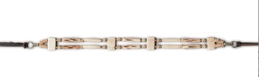 CN-020 Genuine Bone Choker Necklace or Hatband- Beige