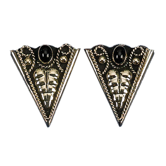 WE German Silver & Onyx  Collar Tips CT-61