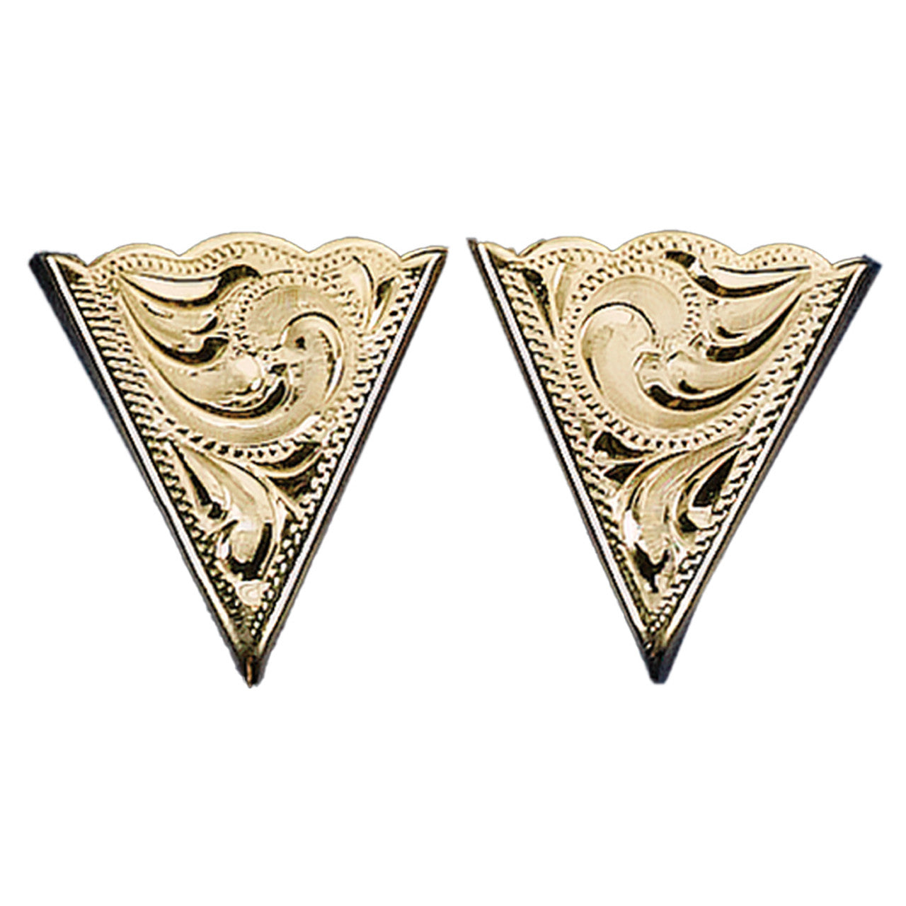 WE German Plated Engraved Collar Tips CT-64  Gold