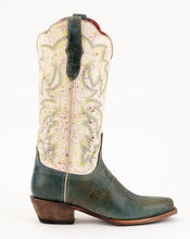 Load image into Gallery viewer, Ferrini Ladies Candy Teal Handcrafted Two Tone Cowboy Boots
