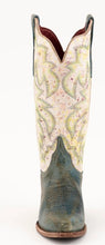 Load image into Gallery viewer, Ferrini Ladies Candy Teal Handcrafted Two Tone Cowboy Boots
