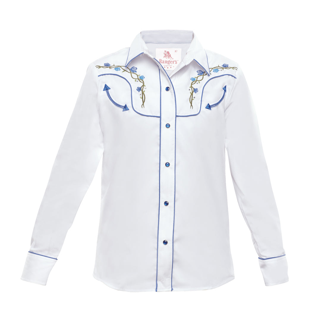 Rangers Florido 006NA01 Girls Cowboy Shirt White