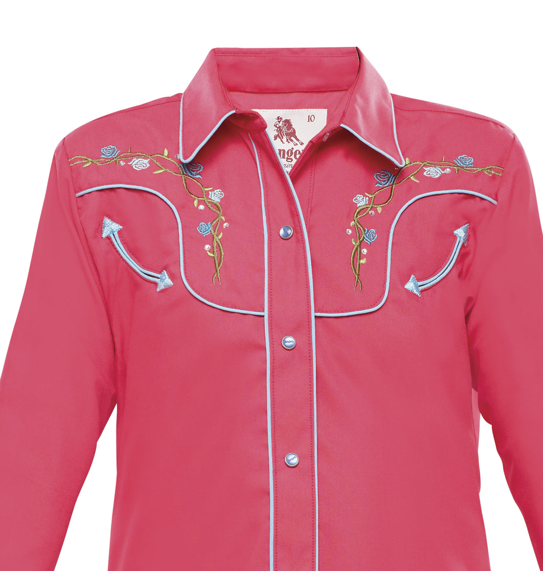 Rangers Florido 006NA01 Girls Cowboy Shirt Fuschia