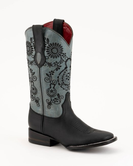 Ferrini Ladies Daisy 8259304 Handcrafted Black/Blue Cowboy Boots