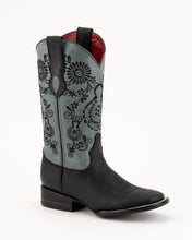 Load image into Gallery viewer, Ferrini Ladies Daisy 8259304 Handcrafted Black/Blue Cowboy Boots
