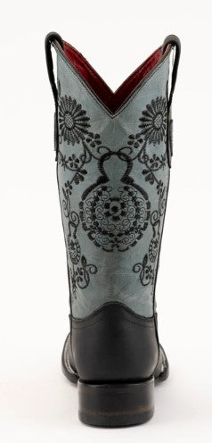 Ferrini Ladies Daisy 8259304 Handcrafted Black Blue Cowboy Boots