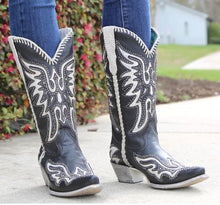 Load image into Gallery viewer, Corral E1543 Black White Inlay and Studs Woven Ladies Boots

