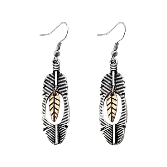 Western Express WE E-3705 Earrings Nature Feather Leaf