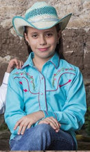 Load image into Gallery viewer, Florido 006NA01 Girls Cowboy Shirt Turquoise
