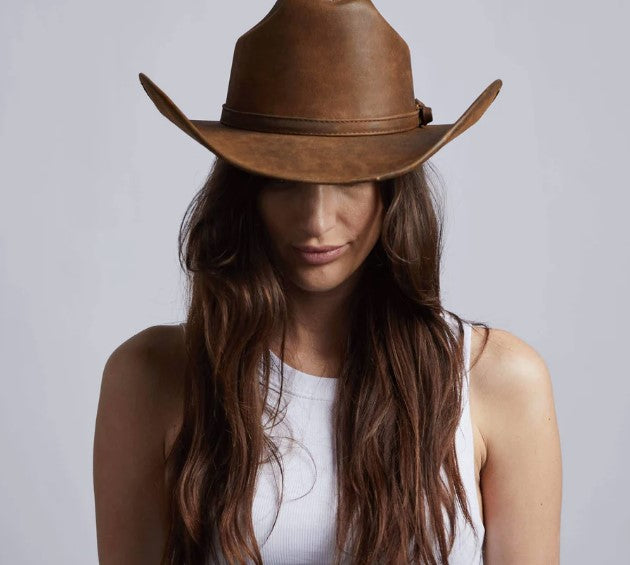 Gorge Brown Cattleman Leather Cowboy Hat