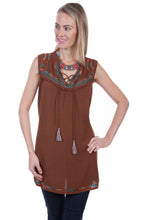 Load image into Gallery viewer, Scully HC299 Tie Front Tunic Style Western Top
