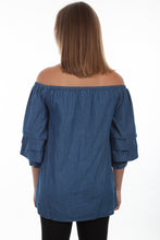 Load image into Gallery viewer, Scully HC350 Lightweight Denim Blue Peasant Blouse
