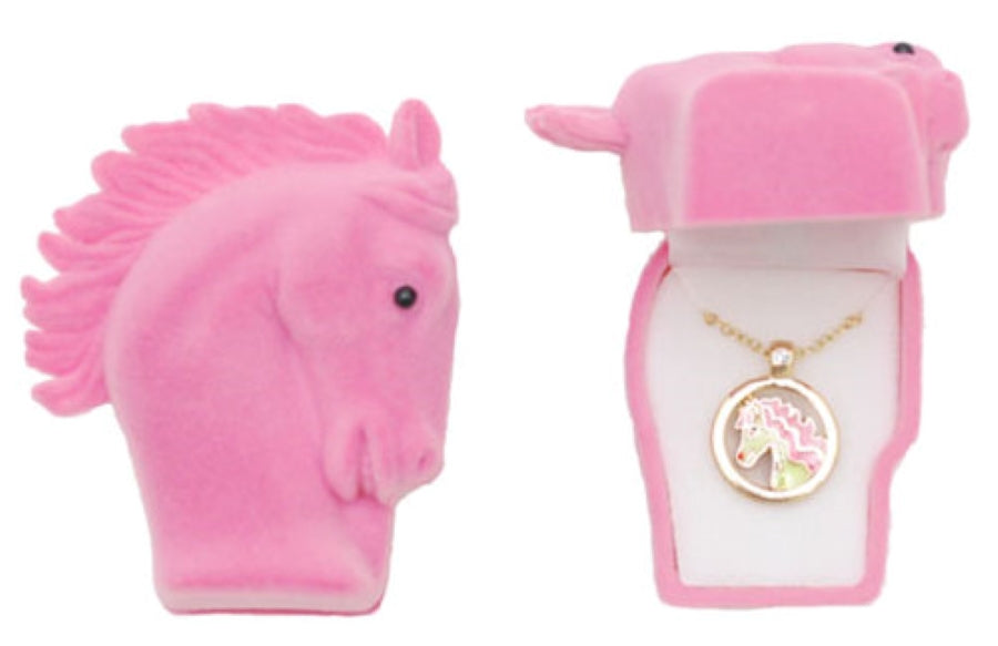 Western Express HN-13 Horse Head Necklace in Pink Horse Head Gift Box