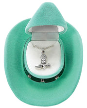 Load image into Gallery viewer, Western Express HN-1410 Cowboy Boot Necklace in Cowboy Hat Gift Box

